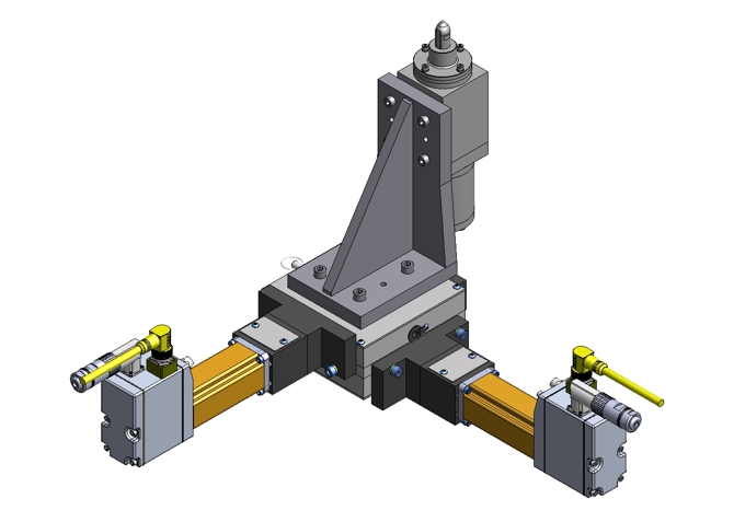 Servo shim with pin clamp in model select application